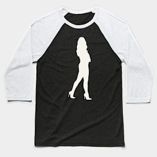 Woman Pop Art White Silhouette Baseball T-Shirt